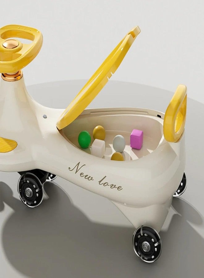 Avarin Musical Swing Car,Kids Push Car Pu Wheels,Comfortable Seats,Push Rider,Bluetooth Connect with 360° Steering & Music,Light for Kids Age 3+(Yellow) - Image 4